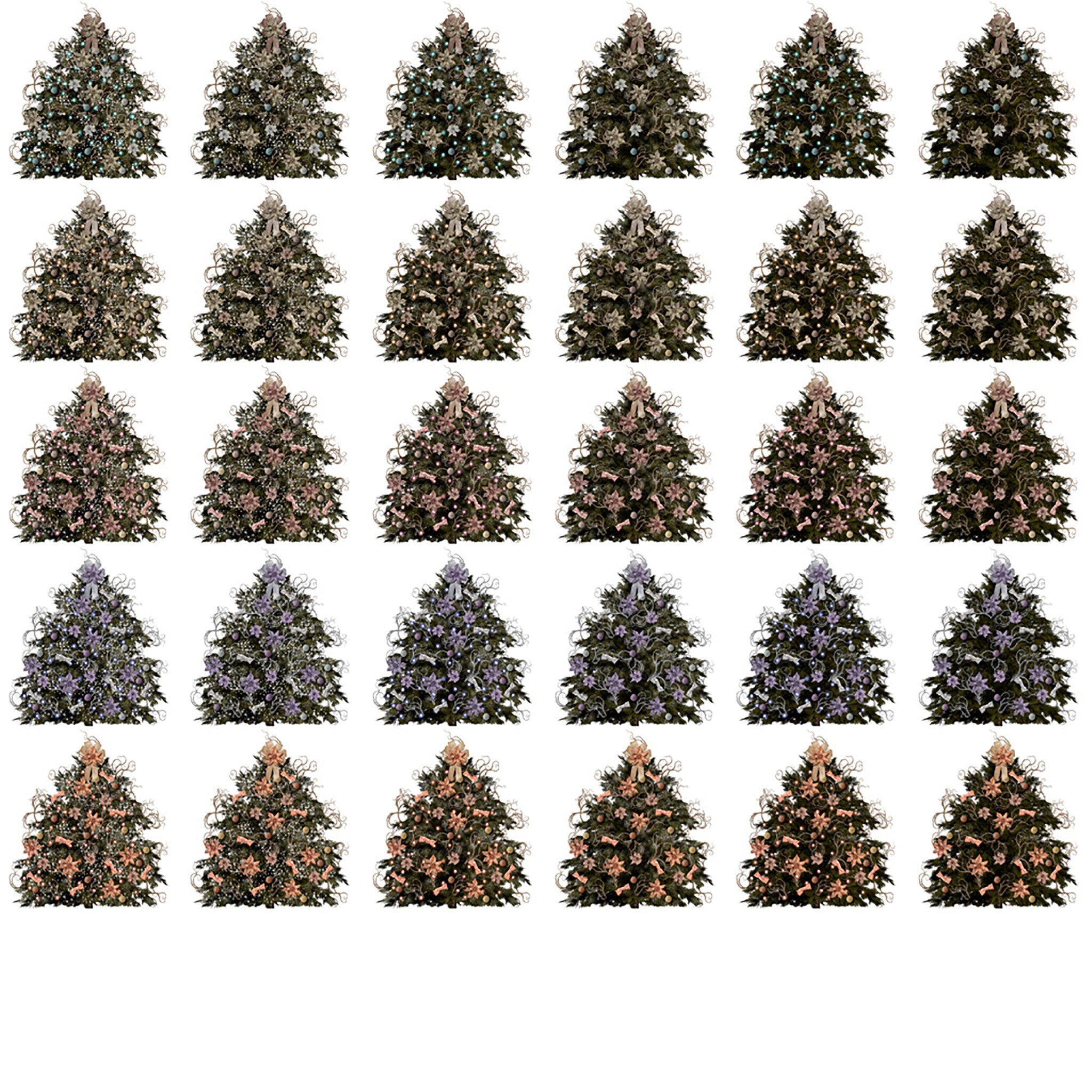 30 Shabby Chic Christmas Tree PNG Overlay Files