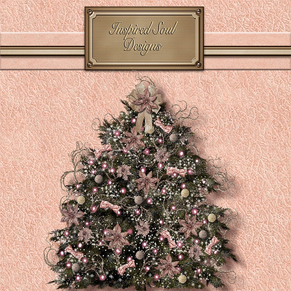 30 Shabby Chic Christmas Tree PNG Overlay Files