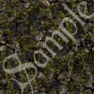 36 Stone With Ivy & Flowers Seamless Textures -Tileable JPEG Files for Graphic Design, Backgrounds, and More