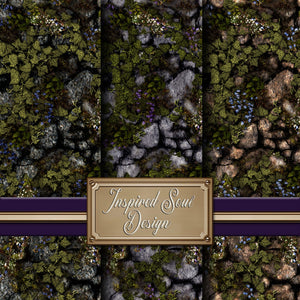 36 Stone With Ivy & Flowers Seamless Textures -Tileable JPEG Files for Graphic Design, Backgrounds, and More